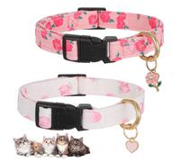 2 Pack Cotton Handmade Dog Collar for Small Dogs Cats, Cute and Distinctive Patterns Pendant Personalized Dog-Collars for Girl Boy Small Medium Large Puppy Dogs Kittens Pet (White & Pink, S)