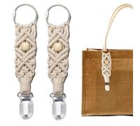 2 Pack Cotton Hat Clip for Travel,Boho Hat Holder,Hands Free Bag Accessory for Women,Knitting Travel Hat Clip for Bag,Backpack,Luggage,Purse,Sunhat (Classic)