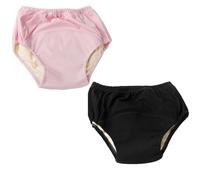 2-Pack Cotton Incontinence Underwear Adult Leakproof Panties Cloth Diaper Women Men Washable Post Surgical Reusable Elderly Ladies Waterproof Briefs(Pink Black,L)