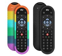 2 Pack Cover for Original Sky Q Voice Remote Control SKY135,Sky Glass Remote Protective Silicone Case SKY Q Touch and Non-Touch Remote Control Sleeve Skin Holder Back Protector (Black+Rainbow)
