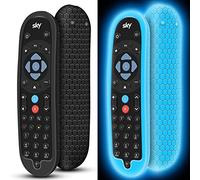 2 Pack Cover for SKY Q Bluetooth Remote Control EC201 EC202 2020,Protective Silicone Case SKY Q New Remote Controller Sleeve Skin Holder Battery Back Protector Replacement (Black+Glow Blue)