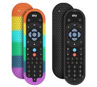2 Pack Cover for SKY Q Bluetooth Remote Control EC201 EC202 2020,Protective Silicone Case SKY Q New Remote Controller Sleeve Skin Holder Battery Back Protector Replacement (Black+Rainbow)