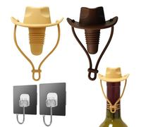 2-Pack Cowboy Hat Wine Stoppers - Fun Silicone Bottle Stoppers Keep Wine Fresh -Novelty Kitchen Gadgets & Cute Wine Accessories for Party BBQ Bar Decoration Drinking Accessory