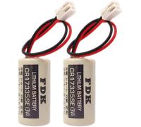 2-Pack CR17335SE 3V 1800mAh Non-Rechargeable Lithium Cell for FDK CR17335SE 3V Epson Robot Controller RC Series Battery R13B060003 with White Plug (3 Volt, 1.8Ah, Non-Rechargeable)