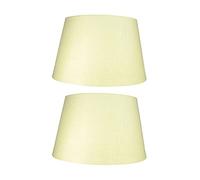 2 Pack - Cream 12" Cotton Tapered Drum Vintage Lampshade with Reversible Gimble & Shade Reducing Ring to Fit All Types of Lampholders - Rolled Edges - Hard Lined - Sold in Pairs