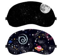 2 Pack Creation Universe Planet Stars Earth Sleep Mask for Side Sleeper Men Women, Light Blocking Eye Mask Cover Eyeshade with Adjustable Strap, Night Blindfold