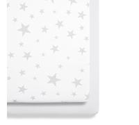 2 Pack Crib Fitted Sheets 44 x 80cm - Star Design - Light, Breathable & Luxurious Jersey Cotton Made To Last & Designed To Fit SnüzPod Bedside Cribs