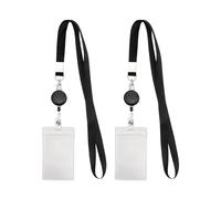 2 Pack Cruise Lanyard with ID Card Holder - Neck Lanyard with Retractable Reel & Double-Sided Waterproof Clear ID Badge Holder, Cruise Essentials, Lanyard Card Holder Clear, for Travel and Work