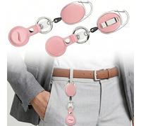 2 Pack Cruise Medallion Holder Accessories - Retractable Keychain Badge Reel with Key Ring for Ocean Medallion Tag (Pink x 2)