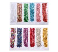 2 Pack Crushed Glass Loose Sequins Irregular Metallic Chips Glitter Sprinkles Stones 1-2 mm for Nail Arts Craft DIY Vase Filler Epoxy Resin Mold Jewelry Making Decoration - Mix Colors