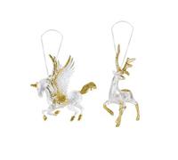 2 Pack Crystal Effect Unicorn & Reindeer Christmas Hanging Ornaments