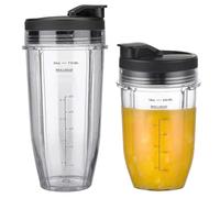 2-Pack Cup Replacement Parts with Lid for Ninja Blender Auto-iQ BL450C BL451C BL481C BN751C BN750C BN801 BN801C BN400C Nutri Ninja Food Processor SS101C SS150C SS151C SS351C,18oz & 24oz Smoothie Cups