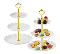 2 Pack Cupcake Stand, 3 Tier Cake Stand, 34cm Height Cake Stands, Afternoon Tea Stands for Wedding Birthday Graduation Afternoon Tea Party (Gold)