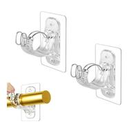 2 Pack Curtain Pole Brackets, No Drill Curtain Rod Brackets, Adjustable Curtain Rod Holder, Self Adhesive Curtains Hooks, Easy Install Stick on Curtains Rail, for Living Room and Bathroom
