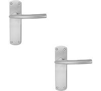 2 Pack | Curved Bar Lever on Latch Backplate Door Handle | 170 x 42mm | Satin Chrome | Lever on Backplate Door Handle | Internal Door Hardware | Lock, Euro, Oval and Latch Options Available