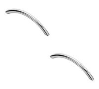 2 Pack | Curved Bow Cabinet Pull Handle - 119 x 10mm - 96mm Fixing Centres - Chrome | Cabinet Pull Handle - Wardrobe Cupboard Door Handle - Suitable for Lightweight Internal Doors