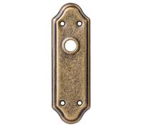 2 Pack Curved Mortise Lock Door Plates for Interior Doors, Old Style Mortise Door Knob Backplate Replacement, Vintage Antique Brass Door Escutcheon Plates