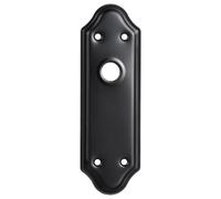 2 Pack Curved Mortise Lock Door Plates for Interior Doors, Old Style Mortise Door Knob Replacement, Matte Black Door Escutcheon Plates