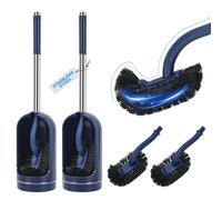 2 Pack Curved Toilet Brushes Set with 2 Replacement Heads Navy Blue