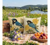 2 Pack Cushion Covers 60 x 60 cm, Double-Sided Design Yellow Cushion Covers，Outdoor Cushions Waterproof, Decorative pillows,Throw Pillow Cases, Duty Luxury Garden Cushions Turquoise 24x24 Inch 0z-352