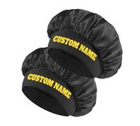 2-Pack Custom Silk Bonnet with Name for Women - Personalized Name Logo Satin Bonnet Hair Wrap for Sleeping Band Sleep Night Head Cover for Curly Braid Fine Black