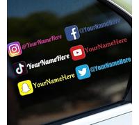 2 Pack Custom Social Media Decals Stickers 3D UV DTF Transfer Stickers Customized Name Username Logo Brand Custom Vinyl Decals for Cars (Stickers-1)