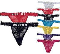 2-Pack Custom Thong Rhinestone Name Thong with Name on it Personalized Thongs for Women Sexy G-String Panties Multicolour