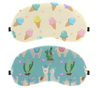2 Pack Cute Alpaca with Heart Shape Pattern Eye Mask, Sleep Mask for Side Sleeper, Soft Sleeping Eye Mask for Women Men, Complete Light Blocking, Zero Pressure Night Blindfold