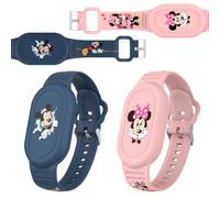 [2 Pack] Cute Cartoon Silicone Wristband for Samsung Galaxy SmartTag2 Holder, Full Coverage Hidden Accessories (Dark Blue+Pink)