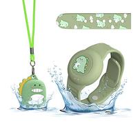 [2-Pack] Cute Case Compatible for AirTag - Bracelet & Necklace Design, Cute Wristband for Airtag Holder Kids Hidden Silicone Waterproof Air tag Necklace for Children, Teens, Adjustable (Dinosaurs)