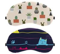 2 Pack Cute Cats on The Wire Eye Mask, Sleep Mask for Side Sleeper, Soft Sleeping Eye Mask for Women Men, Complete Light Blocking, Zero Pressure Night Blindfold