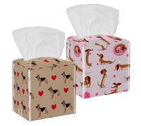 2 pack Cute Dog Dachshund Tissue Box Holder on Table and Barth room