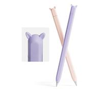 2 Pack Cute Ear Case Silicone Skin Cover Compatible with Apple Pencil 2nd Generation Accessories Compatible with iPad Pro 11 12.9 inch,Pink&Purple