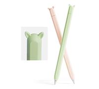 2 Pack Cute Ear Case Silicone Skin Cover Compatible with Apple Pencil 2nd Generation Accessories Compatible with iPad Pro 11 12.9 inch,Pink&Green