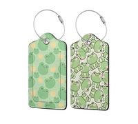 2 Pack Cute Frog Luggage Tags, Travel Tags for Luggage with Stainless Steel Loop, Hidden ID Slot for Privacy Protection, Easy to Identify Travel Accessories Gift