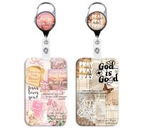 2 Pack Cute Jesus Badge Holder with Retractable Badge Clip for Keys ID Card with Hard Badge Protector for Men Women Nurse Work School Teacher Student