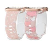 2 Pack Cute Love Strap for Apple Watch Bands 38mm 40mm 41mm, Soft Silicone Loving Pattern Design Wristbands for iWatch Series 11 10 9 8 7 6 5 4 3 SE Ultra Women (Light Pink Love+Pink Love,41/40/38mm)