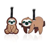 2 Pack Cute Luggage Tags for Suitcases, Essential Luggage Labels for Suitcases, Sturdy Silicone Sloth Suitcase Tags with Durable Straps, Lazy Cute Sloth Funny Travel Tags for Luggage for Women Kids