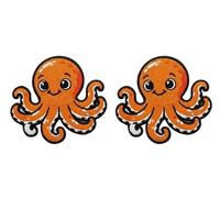 2 Pack Cute Octopus Patches (3.2" x 3") Embroidered Cartoon Octopus Iron-On/Sew-On Badge for Jackets, Hats, Backpacks, Kids Clothing