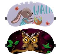 2 Pack Cute Owl Night Moon Sleep Mask, Eye Mask for Men Women, No Pressure Night Eye Cover, Breathable Sleeping Eye Mask, Light Blocking