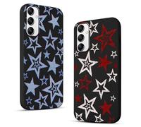 2 Pack Cute Star Phone Case for Samsung Galaxy A14 5G 6.6",Cool Aesthetic Y2K Cases Y3K Blue Stars Design Cover for Women Girls Teens,Black Silicone Shockproof Protective Funda for Samsung A14