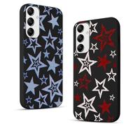 2 Pack Cute Star Phone Case for Samsung Galaxy A35 5G 6.6",Cool Aesthetic Y2K Cases Y3K Blue Stars Design Cover for Women Girls Teens,Black Silicone Shockproof Protective Funda for Samsung A35