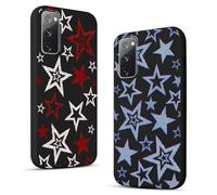 2 Pack Cute Star Phone Case for Samsung Galaxy S20 FE 5G/S20 Lite/S20 Fan Edition 6.5",Cool Aesthetic Y2K Cases Y3K Blue Stars Design Cover for Women Girls Teens,Black Silicone Shockproof Protective