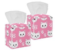 2 pack cute white cat head paw Tissue Box Holder on Table and Barth room