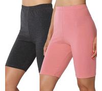 2 Pack Cycling Shorts Women High Waisted Anti Chafing Shorts - Tummy Control Buttery Soft Yoga Shorts Running Gym Workout Athletic Shorts Under Dress Shorts Comfy Chub Rub Shorts