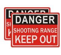 2 pack Danger Shooting Range Keep Out Safety Signs Warning private property Minuteman Sign 10x 14 inches Rust Free Aluminum UV Protected Weatherproof Easy to Install