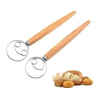 2 Pack Danish Dough Whisk,13 Inch Stainless Dutch Bread Whisk, Kitchen Baking Tool for Cooking Bread, Pastry, Dumpling and Pizza Dough Making