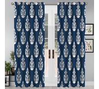 2 Pack Dark Blue Thermal Blackout Curtains, Eyelet Design, Perfect for Window Decoration, 117L x 137A cm (2 Panels) - Insulating & Stylish.