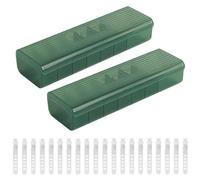 2 Pack Data Cable Storage Box, Grids Cable Management Box Hub Sorting Box with Lid, Transparent 7 Grids Storage Power Cord/Cable/Socket Sorting Case with 20pcs Cable Ties (Green)