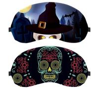2 Pack Day of The Dead Sugar Skull Floral Eye Mask, Sleep Mask for Side Sleeper, Soft Sleeping Eye Mask for Women Men, Complete Light Blocking, Zero Pressure Night Blindfold